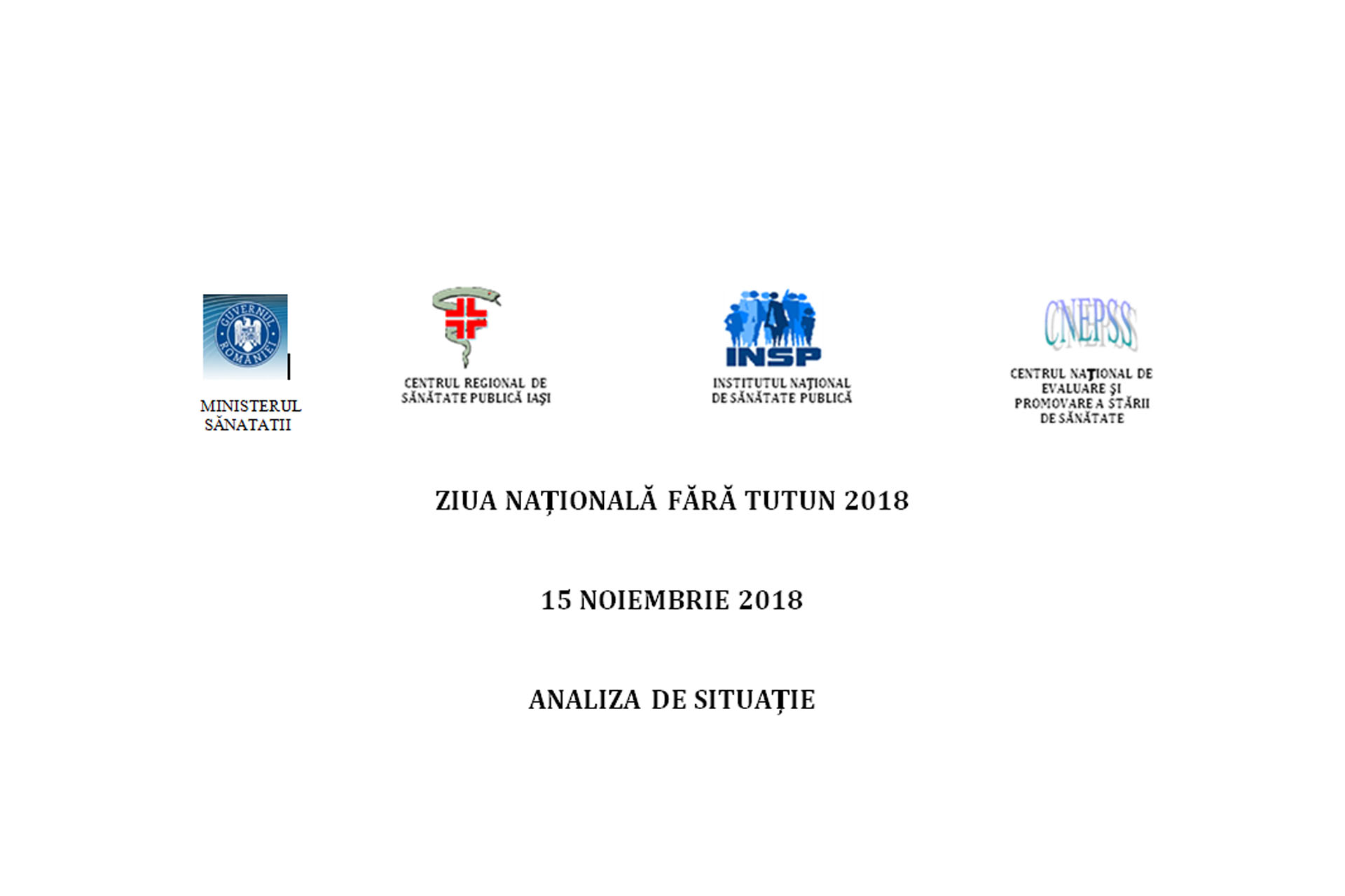 Ziua Națională fără Tutun - 15 noiembrie 2018
